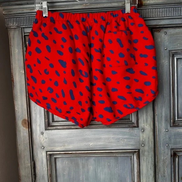 Clare V Red and Blue Leopard Sweatshorts Size L
